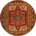 Square Medallion Orange Traditional Rug, tr1696org