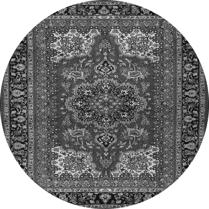 Machine Washable Medallion Gray Traditional Rug, wshtr1696gry