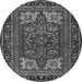 Machine Washable Medallion Gray Traditional Rug, wshtr1696gry