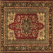 Square Machine Washable Medallion Brown Traditional Rug, wshtr1696brn