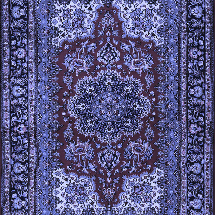 Machine Washable Medallion Blue Traditional Rug, wshtr1696blu