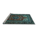 Sideview of Machine Washable Medallion Light Blue Traditional Rug, wshtr1696lblu