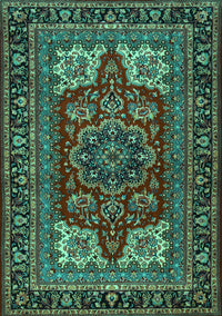 Medallion Turquoise Traditional Rug, tr1696turq