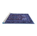 Sideview of Machine Washable Medallion Blue Traditional Rug, wshtr1696blu