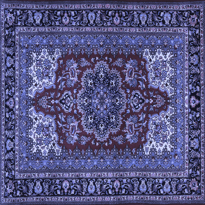 Square Machine Washable Medallion Blue Traditional Rug, wshtr1696blu