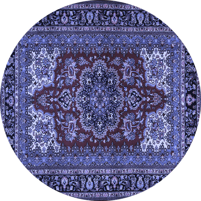 Round Medallion Blue Traditional Rug, tr1696blu
