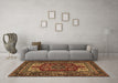 Machine Washable Medallion Brown Traditional Rug in a Living Room,, wshtr1696brn