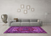 Machine Washable Medallion Purple Traditional Area Rugs in a Living Room, wshtr1696pur