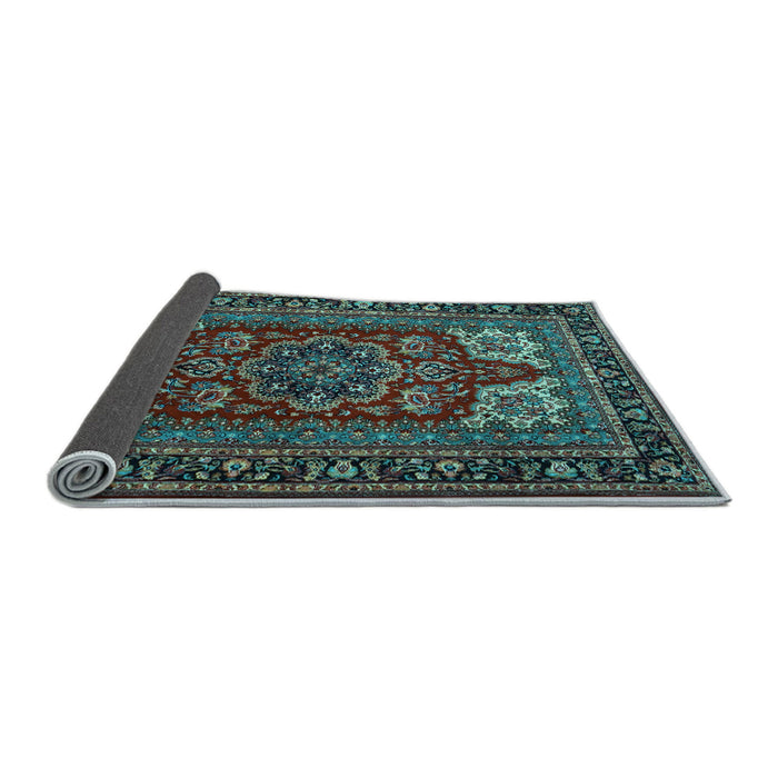 Sideview of Medallion Light Blue Traditional Rug, tr1696lblu