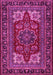 Machine Washable Medallion Pink Traditional Rug, wshtr1696pnk