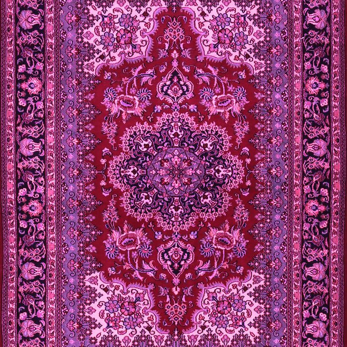 Machine Washable Medallion Pink Traditional Rug, wshtr1696pnk