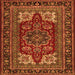 Serging Thickness of Medallion Orange Traditional Rug, tr1696org