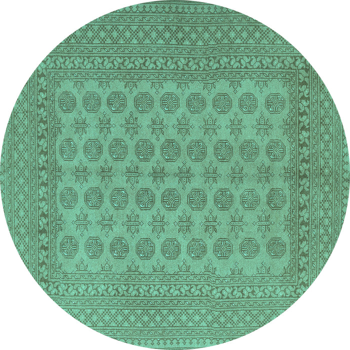 Round Machine Washable Persian Turquoise Traditional Area Rugs, wshtr1697turq