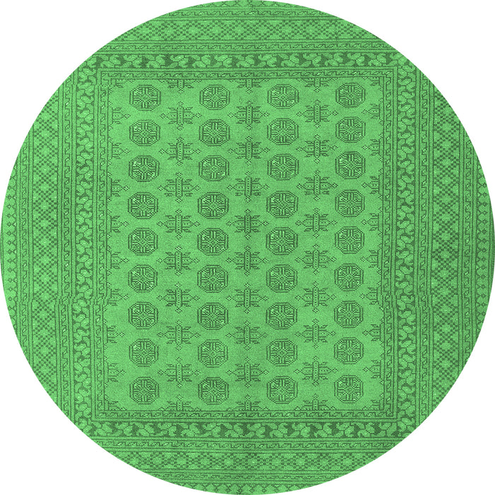 Round Persian Emerald Green Traditional Rug, tr1697emgrn