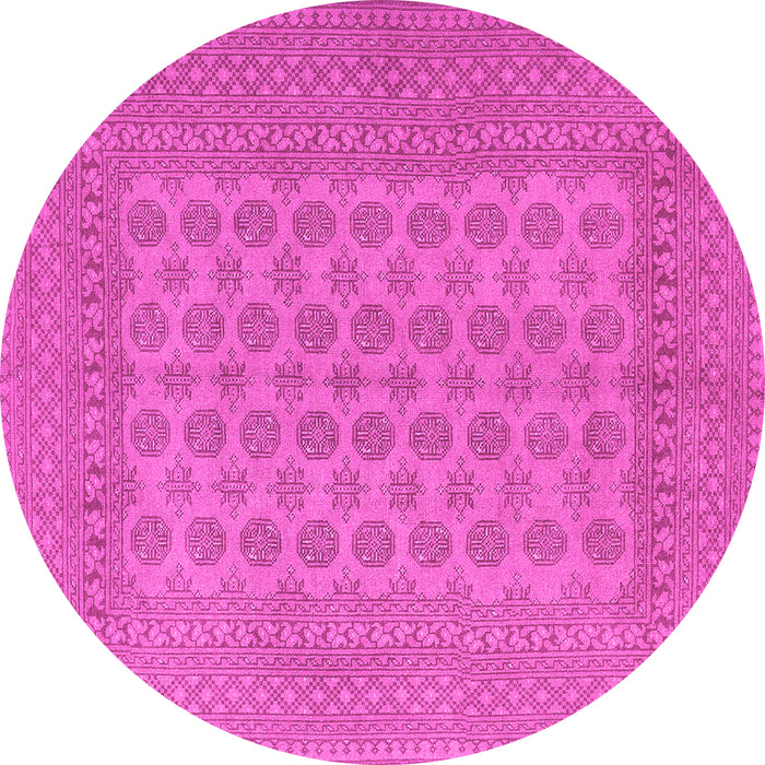 Round Machine Washable Persian Pink Traditional Rug, wshtr1697pnk