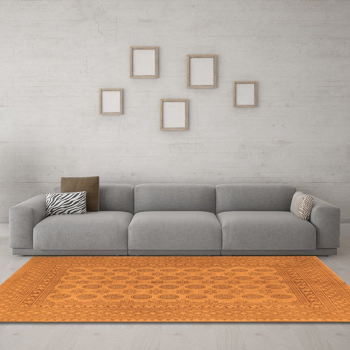 Machine Washable Persian Orange Traditional Area Rugs in a Living Room, wshtr1697org
