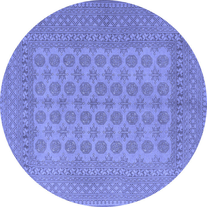 Round Persian Blue Traditional Rug, tr1697blu