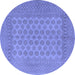 Round Persian Blue Traditional Rug, tr1697blu