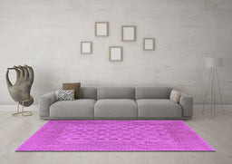 Machine Washable Persian Purple Traditional Area Rugs in a Living Room, wshtr1697pur