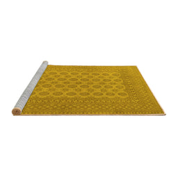 Sideview of Machine Washable Persian Yellow Traditional Rug, wshtr1697yw