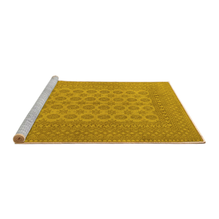 Sideview of Machine Washable Persian Yellow Traditional Rug, wshtr1697yw