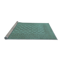 Sideview of Machine Washable Persian Light Blue Traditional Rug, wshtr1697lblu