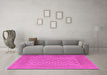 Machine Washable Persian Pink Traditional Rug in a Living Room, wshtr1697pnk