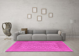 Machine Washable Persian Pink Traditional Rug in a Living Room, wshtr1697pnk