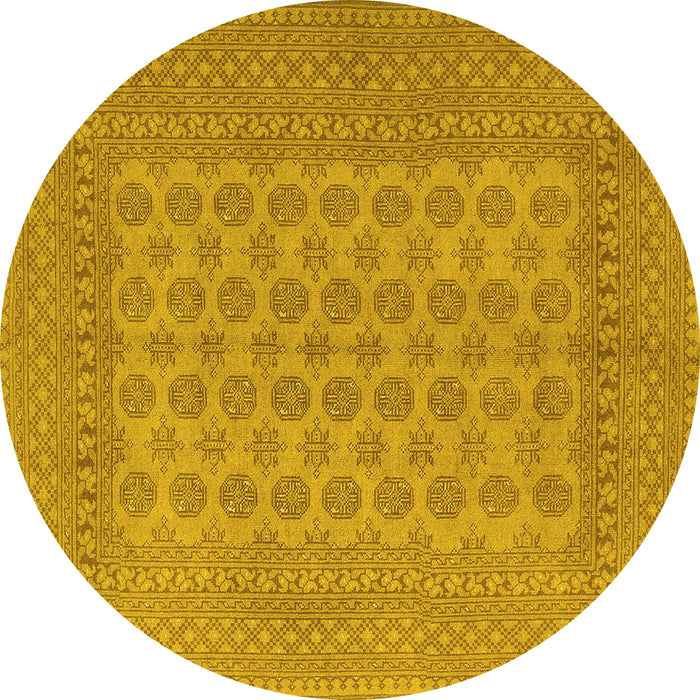 Round Persian Yellow Traditional Rug, tr1697yw