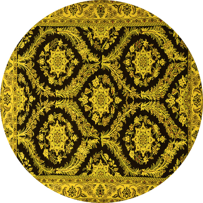 Round Persian Yellow Traditional Rug, tr1698yw