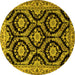 Round Persian Yellow Traditional Rug, tr1698yw