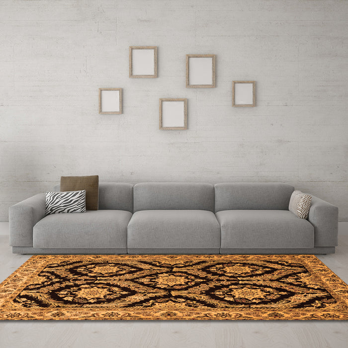 Machine Washable Persian Orange Traditional Area Rugs in a Living Room, wshtr1698org