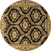 Round Persian Brown Traditional Rug, tr1698brn