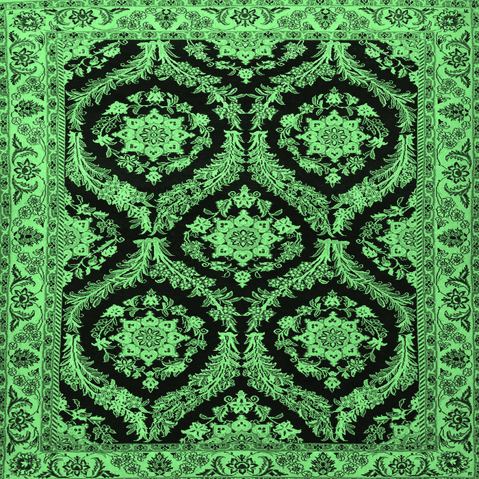 Square Machine Washable Persian Emerald Green Traditional Area Rugs, wshtr1698emgrn