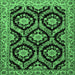 Square Machine Washable Persian Emerald Green Traditional Area Rugs, wshtr1698emgrn