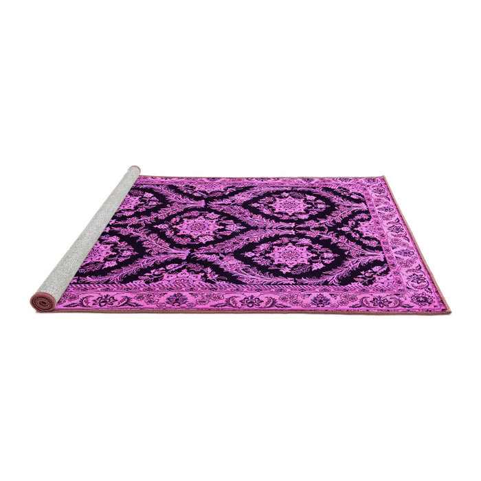 Sideview of Machine Washable Persian Pink Traditional Rug, wshtr1698pnk