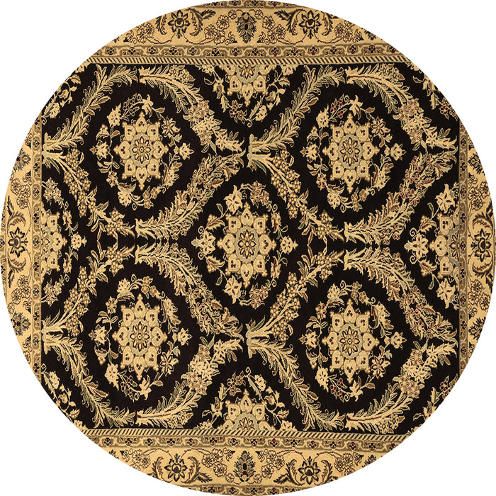 Round Machine Washable Persian Brown Traditional Rug, wshtr1698brn