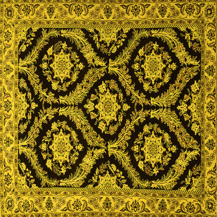 Square Machine Washable Persian Yellow Traditional Rug, wshtr1698yw