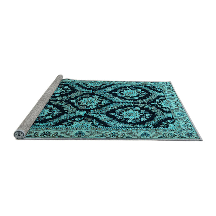 Sideview of Machine Washable Persian Light Blue Traditional Rug, wshtr1698lblu