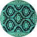 Round Persian Turquoise Traditional Rug, tr1698turq