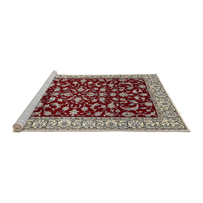 Sideview of Machine Washable Traditional Saffron Red Rug, wshtr1699