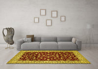 Machine Washable Persian Yellow Traditional Rug, wshtr1699yw