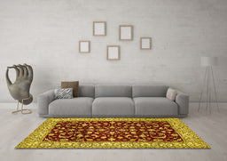 Machine Washable Persian Yellow Traditional Rug in a Living Room, wshtr1699yw