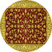 Round Machine Washable Persian Yellow Traditional Rug, wshtr1699yw