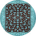 Round Persian Light Blue Traditional Rug, tr1699lblu