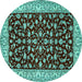 Round Persian Turquoise Traditional Rug, tr1699turq