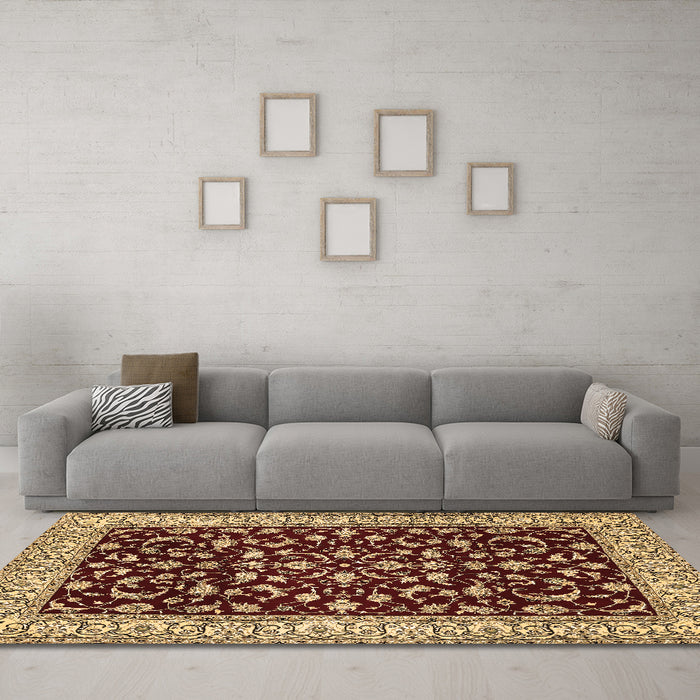 Machine Washable Persian Brown Traditional Rug in a Living Room,, wshtr1699brn