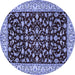 Round Machine Washable Persian Blue Traditional Rug, wshtr1699blu