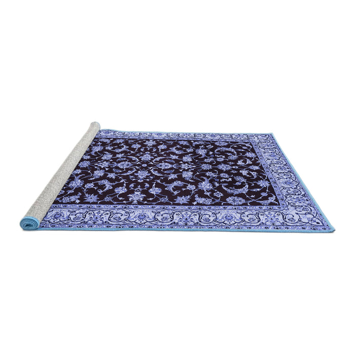 Sideview of Machine Washable Persian Blue Traditional Rug, wshtr1699blu