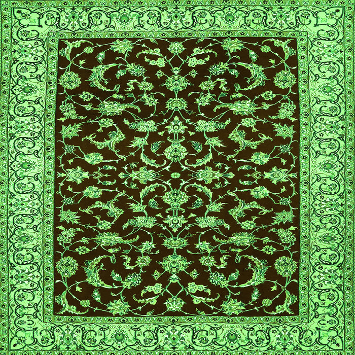 Round Machine Washable Persian Green Traditional Area Rugs, wshtr1699grn